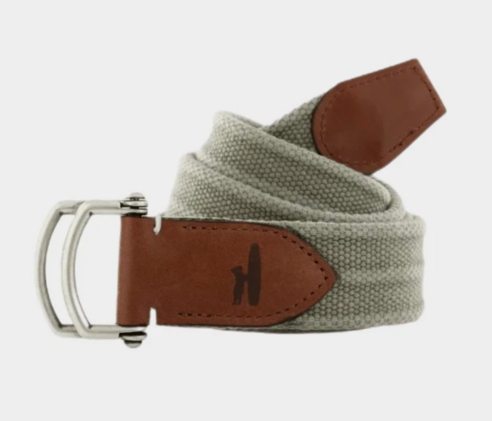 NEW JOHNNIE-O MENS KHAKI BRENTWOOD WASHED CANVAS D-RING BELT GOLF SZ L